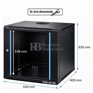 Armario Rack 12U 530x400 mm desmontado | Mural Phasak ECO PHO 2012-D
